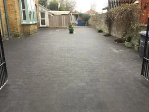 Block paved driveway installation at a residential property